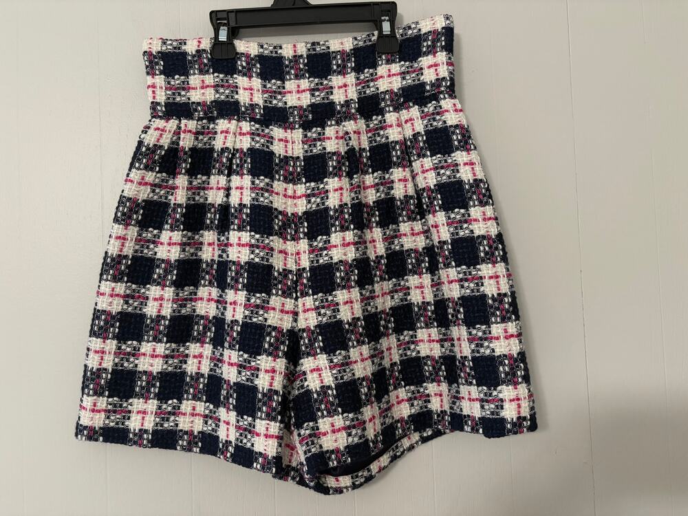 Lew Greene Private Collection Boutique Size 2 Navy, White and Pink Tweed Shorts